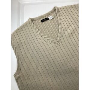 Cotton Traders Mens 3XLT Beige Ribbed V-Neck Sweater Vest Tan Tall 9300-22